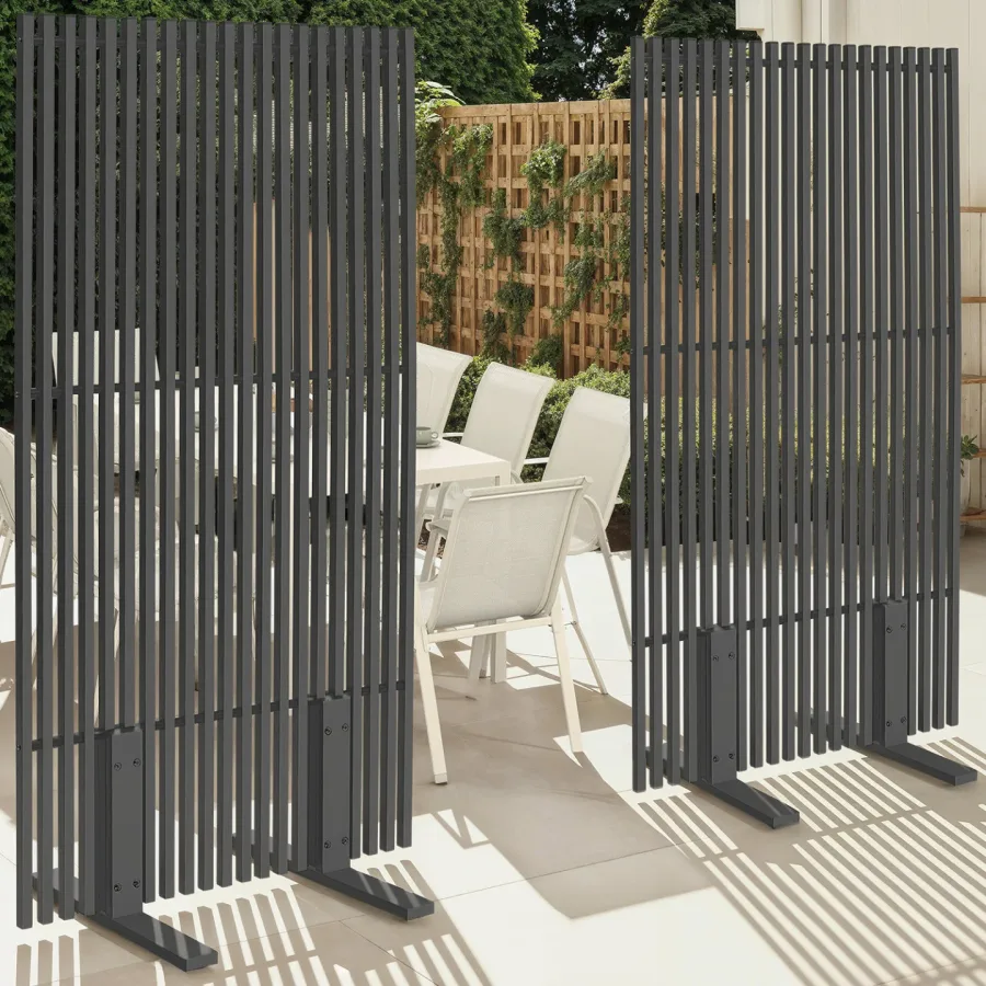Lot de 2 paravents extérieurs ajourés claustra décoratif 80 x 150 cm métal gris anthracite, visuel du fabricant